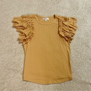 Chic Mustard Ruffle Sleeve Blouse